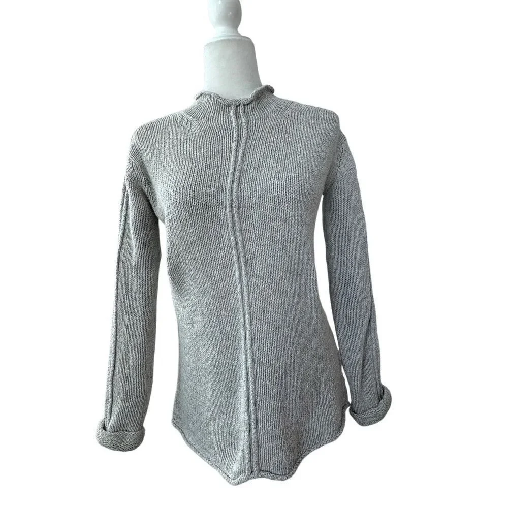DKNY Jeans Sweater Mock Turtleneck Preppy Gray Knit Top SZ XS